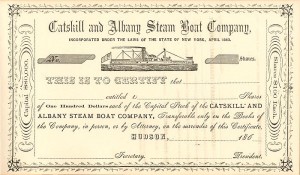 Catskill and Albany Steam Boat Co. - Stock Certificate